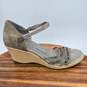 Teva Sandals Women's 9.5 Suede Leather Adjustable Strappy Wedge Comfort Shoes